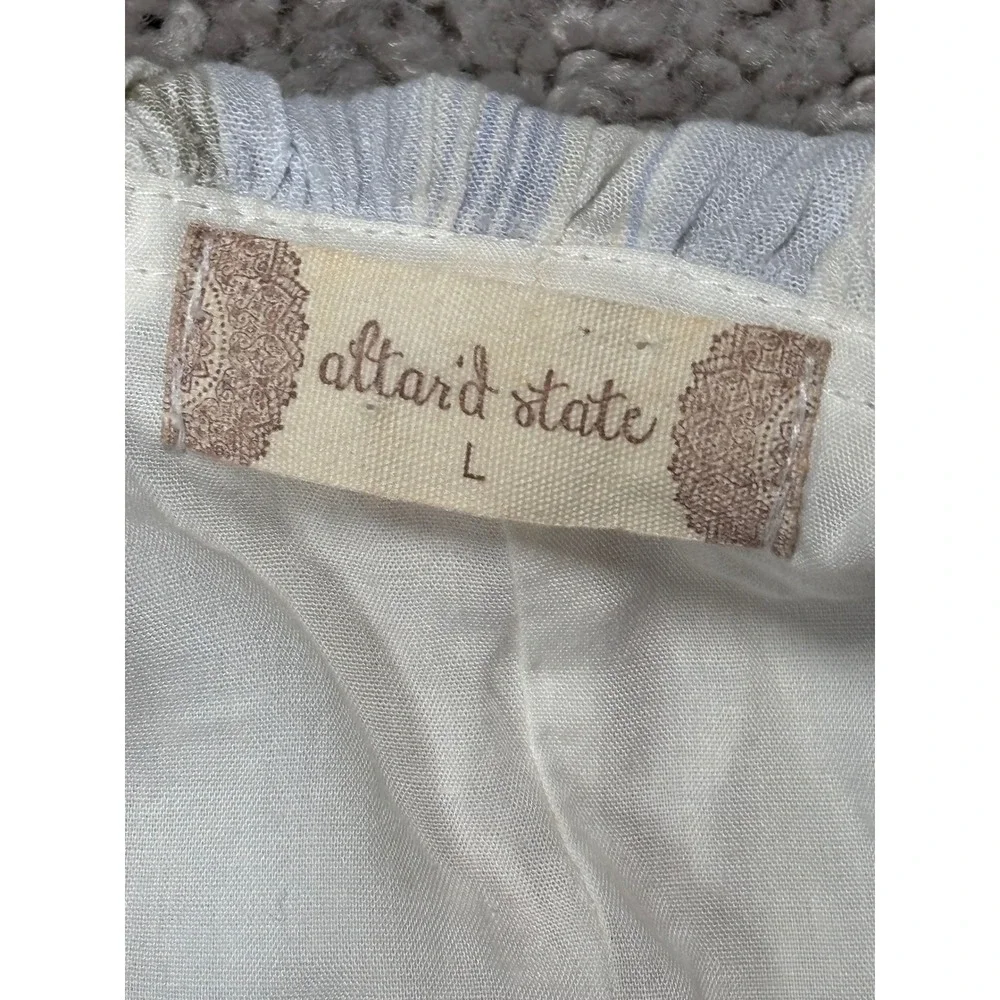 Altard State Striped Ruffle Cap Sleeve Tie Waist Romper Blue Pink AL-127A L - Picture 4 of 12